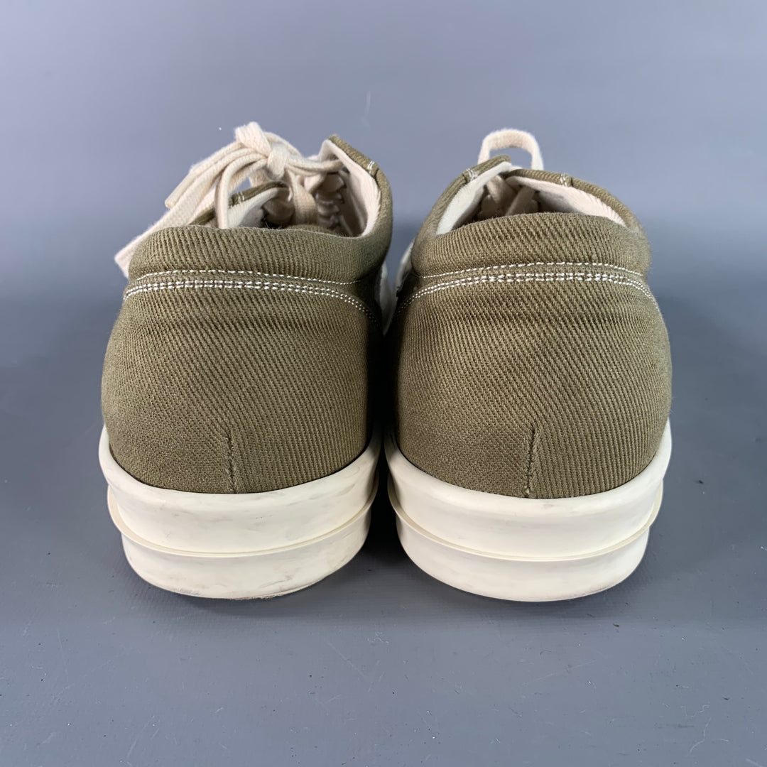 DRKSHDW Size 11 Cream Olive Twill Canvas Low Top Sneakers