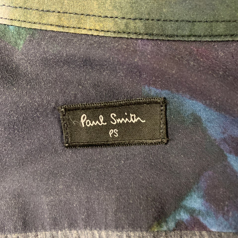 PS by PAUL SMITH Size L Navy Abstract Cotton Short Sleeve Shirt