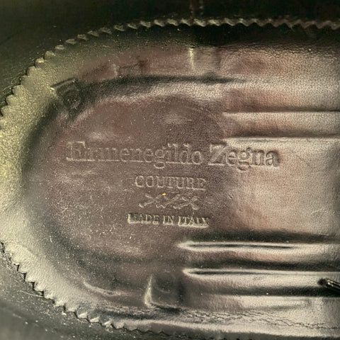 ERMENEGILDO ZEGNA Size 11 Burgundy Leather Cap Toe Lace-Up Shoes