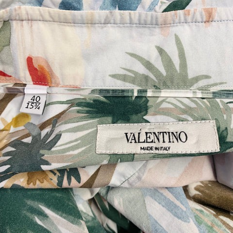 VALENTINO Size M Multi Color Tropical Hawaiian Print Cotton One Pocket Button Up Long Sleeve Shirt