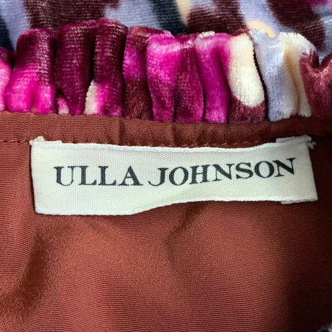 ULLA JOHNSON Size 2 Multi Color Velour Abstract Floral Beaded Blouse