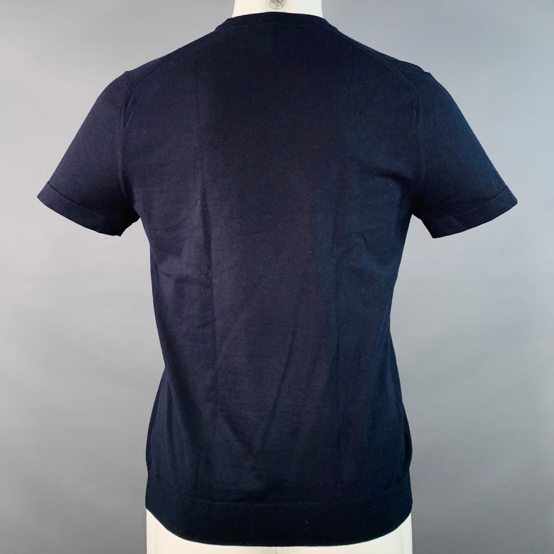 THEORY Size S Navy Viscose Blend Slim Fit Short Sleeve T-shirt