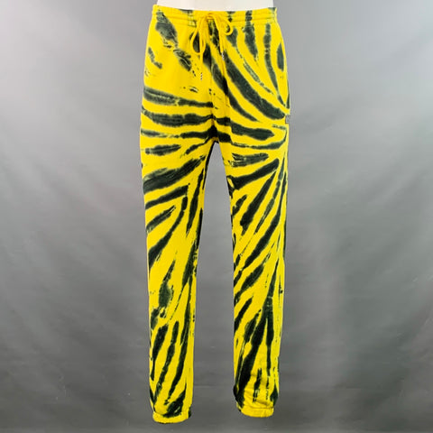 ICECREAM Size L Yellow Black Tie Dye Cotton Hoodie Tracksuit