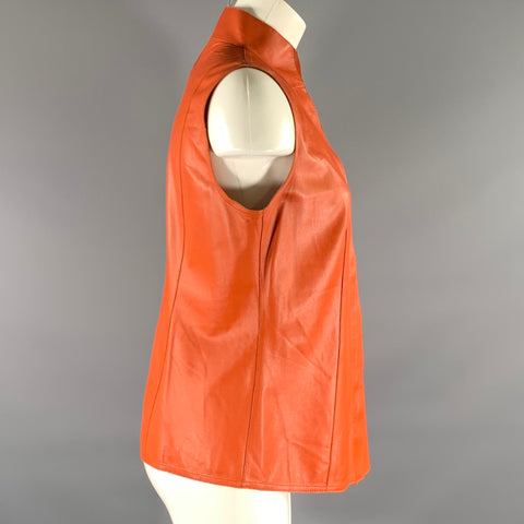 AKRIS Size M Leather Lambskin Sleeveless Casual Top