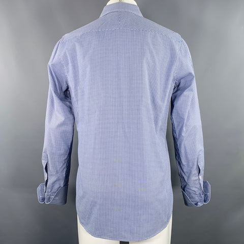 PINK Size M Blue White Cotton Nailhead French Cuff Long Sleeve Shirt