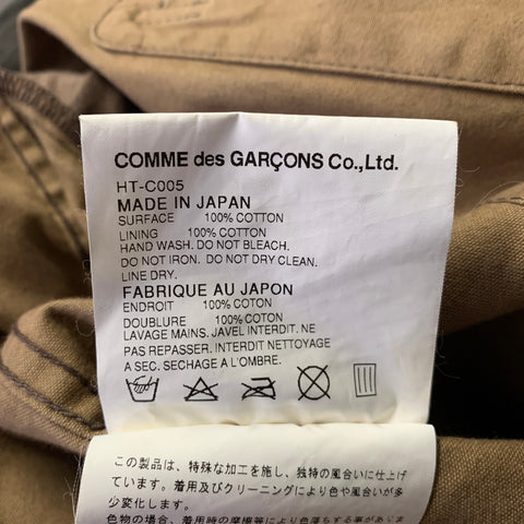 COMME des GARCONS HOMME Size L Brown Distressed Cotton Peak Lapel Jacket