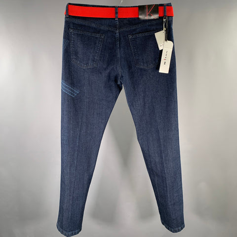KITON Size 36 Navy Contrast Stitch Denim Straight Jeans