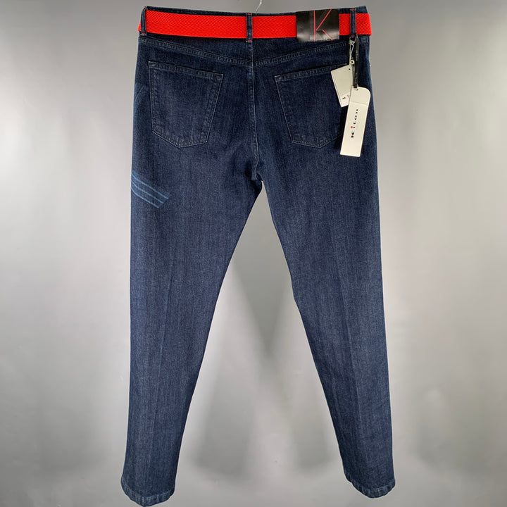 KITON Size 36 Navy Contrast Stitch Denim Straight Jeans