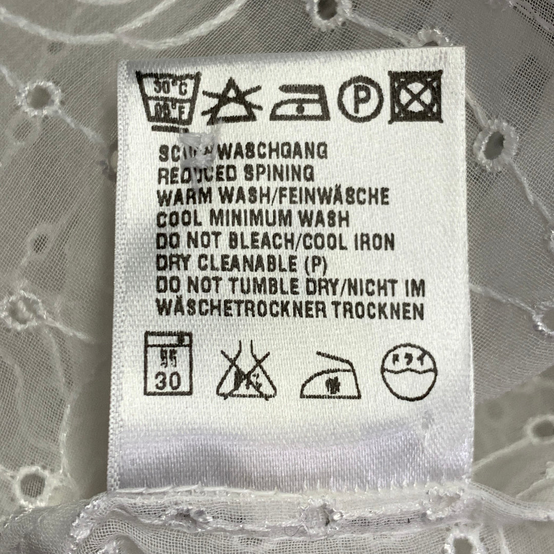 ESCADA Size XS Cream Polyester Embroidered Floral Eyelet Button Up Shirt