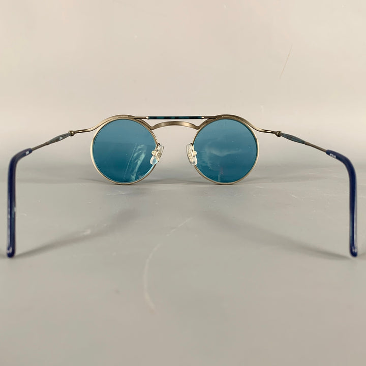 MATSUDA 2903H Silver Navy Titanium Round Sunglasses