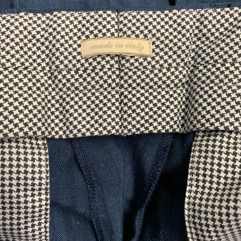 MASSIMO ALBA Size 34 Navy Herringbone Linen Cotton Flat Front Dress Pants