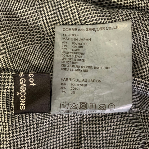 COMME des GARCONS Size M Black White TE-P024 Glen Check Linen Blend Casual Pants