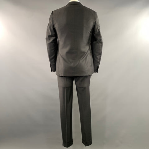 ERMENEGILDO ZEGNA Chest Size 40 Grey Heather Wool Notch Lapel 32 34 Suit