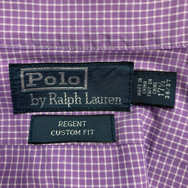 POLO by RALPH LAUREN Size XXL Purple White Checkered Cotton Long Sleeve Shirt