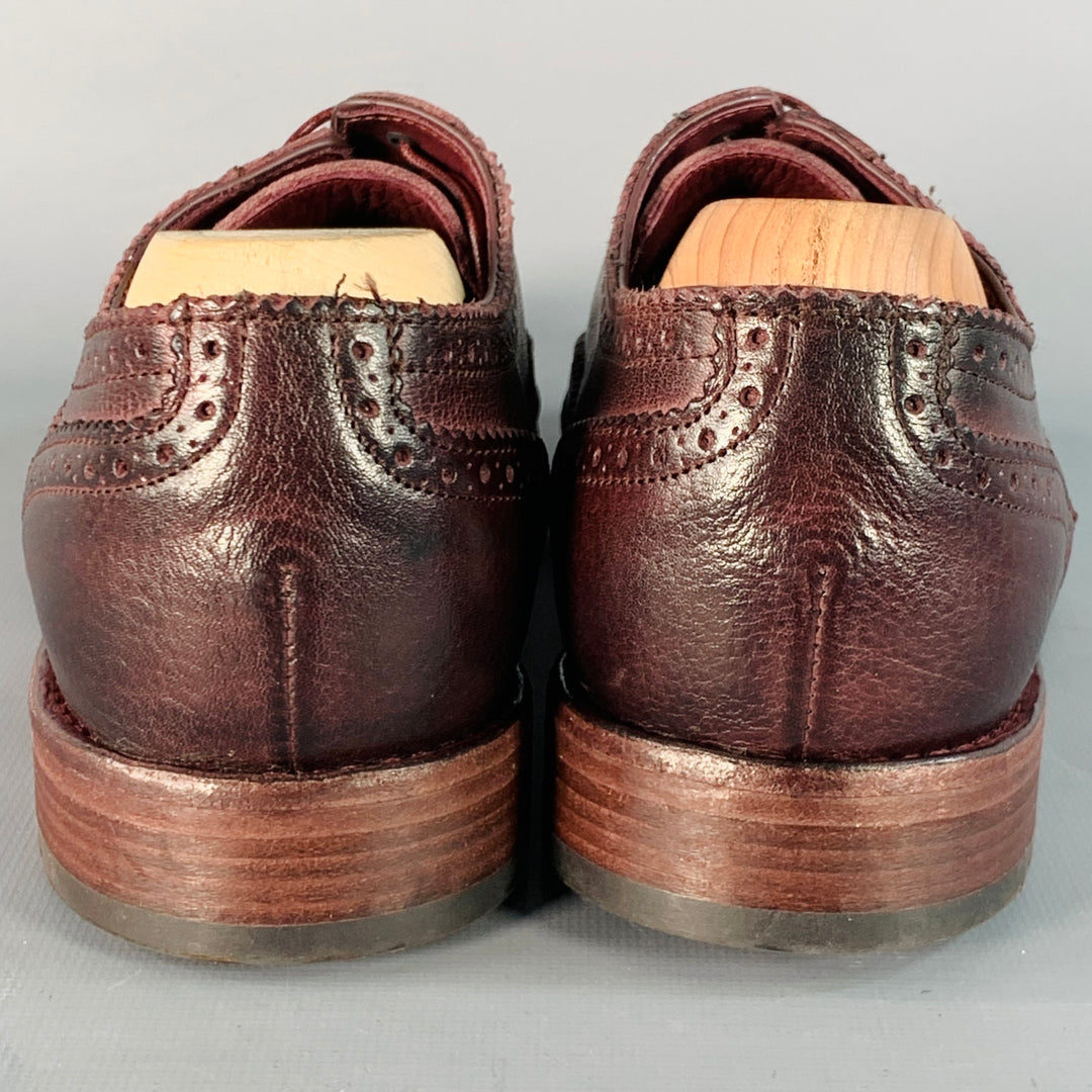 PAUL SMITH Size 8 Burgundy Antique Leather Wingtip Oxford Lace-Up Flexible Travel Shoes