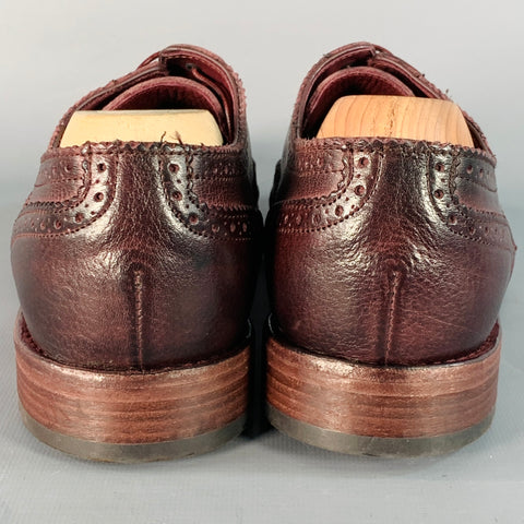 PAUL SMITH Size 8 Burgundy Antique Leather Wingtip Oxford Lace-Up Flexible Travel Shoes