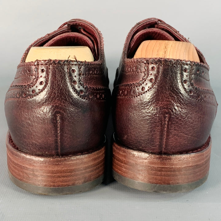 PAUL SMITH Size 8 Burgundy Antique Leather Wingtip Oxford Lace-Up Flexible Travel Shoes