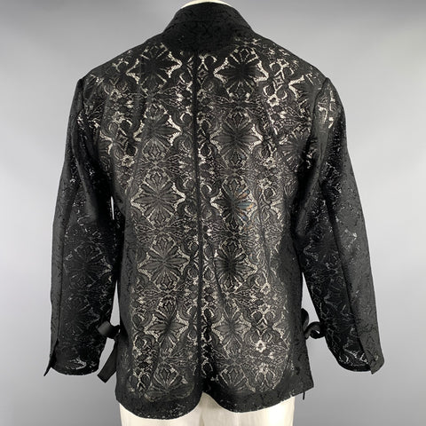 HARE Chest Size 42 Black Lace Polyester Notch Lapel Sport Coat