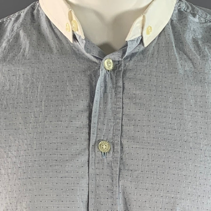 ARMAND BASI Size M Blue White Dots Cotton Button Down Collar Long Sleeve Shirt