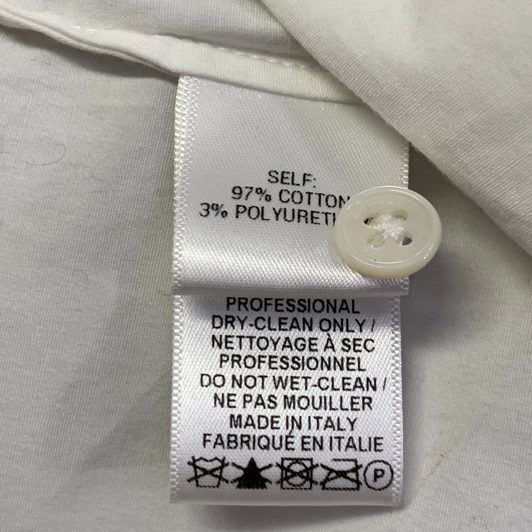 CAROLINA HERRERA Size 14 White Cotton Blend 3/4 Sleeves Spread Collar Shirt