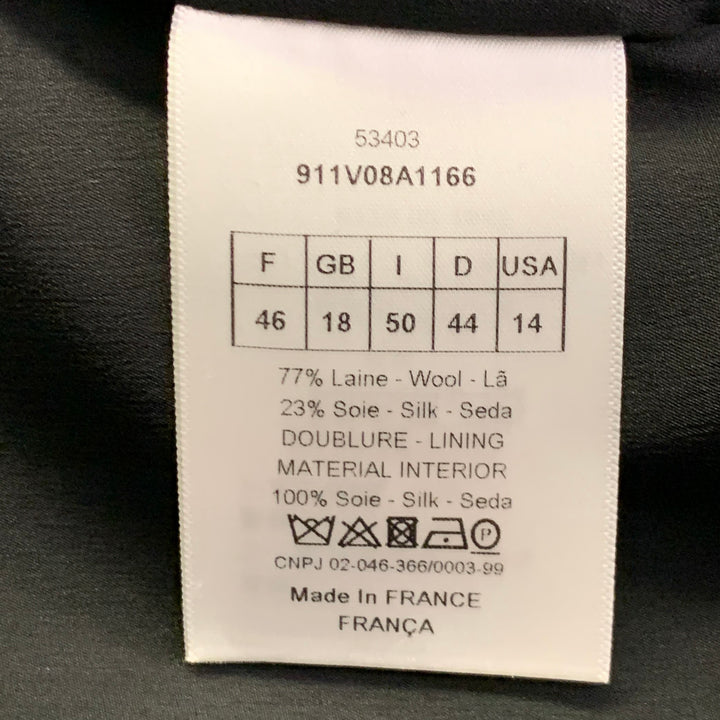 CHRISTIAN DIOR Size XL Black Wool Silk Peak Lapel Midi Skirt Suit