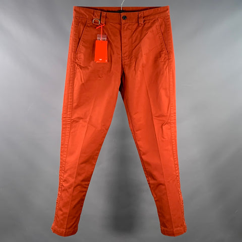 DIESEL Size 31 Orange Rust Twill Cotton Flat Front Casual Pants