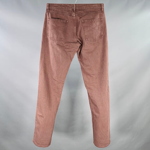 BRUNELLO CUCINELLI Size 32 Brown Twill Cotton Straight Five Pockets Jeans