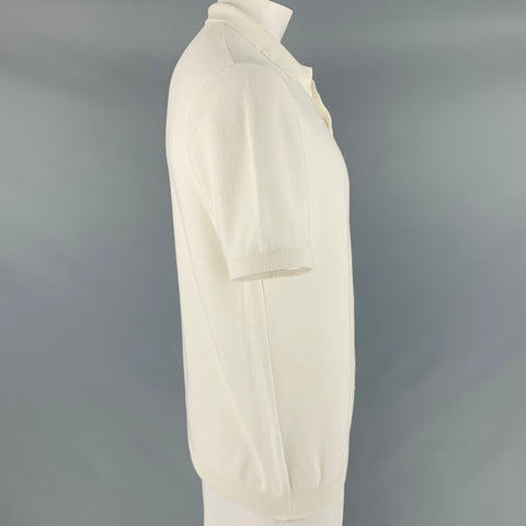 SUNSPEL Taille XL Polo à manches courtes en coton piqué blanc cassé