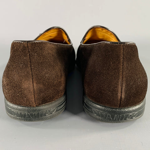 A.TESTONI Size 8 Brown Suede Slip On Loafers