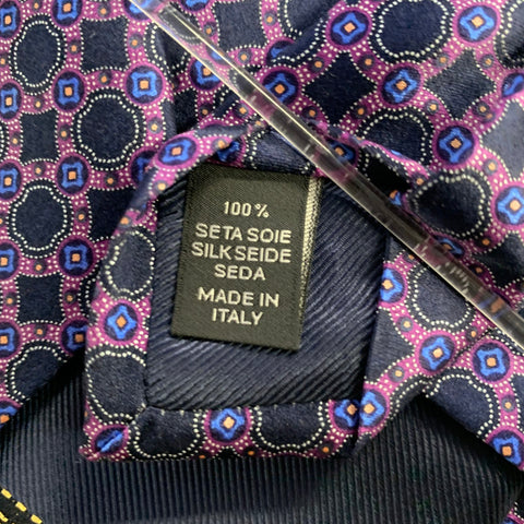 ERMENEGILDO ZEGNA  One Size Purple Navy Silk Tie
