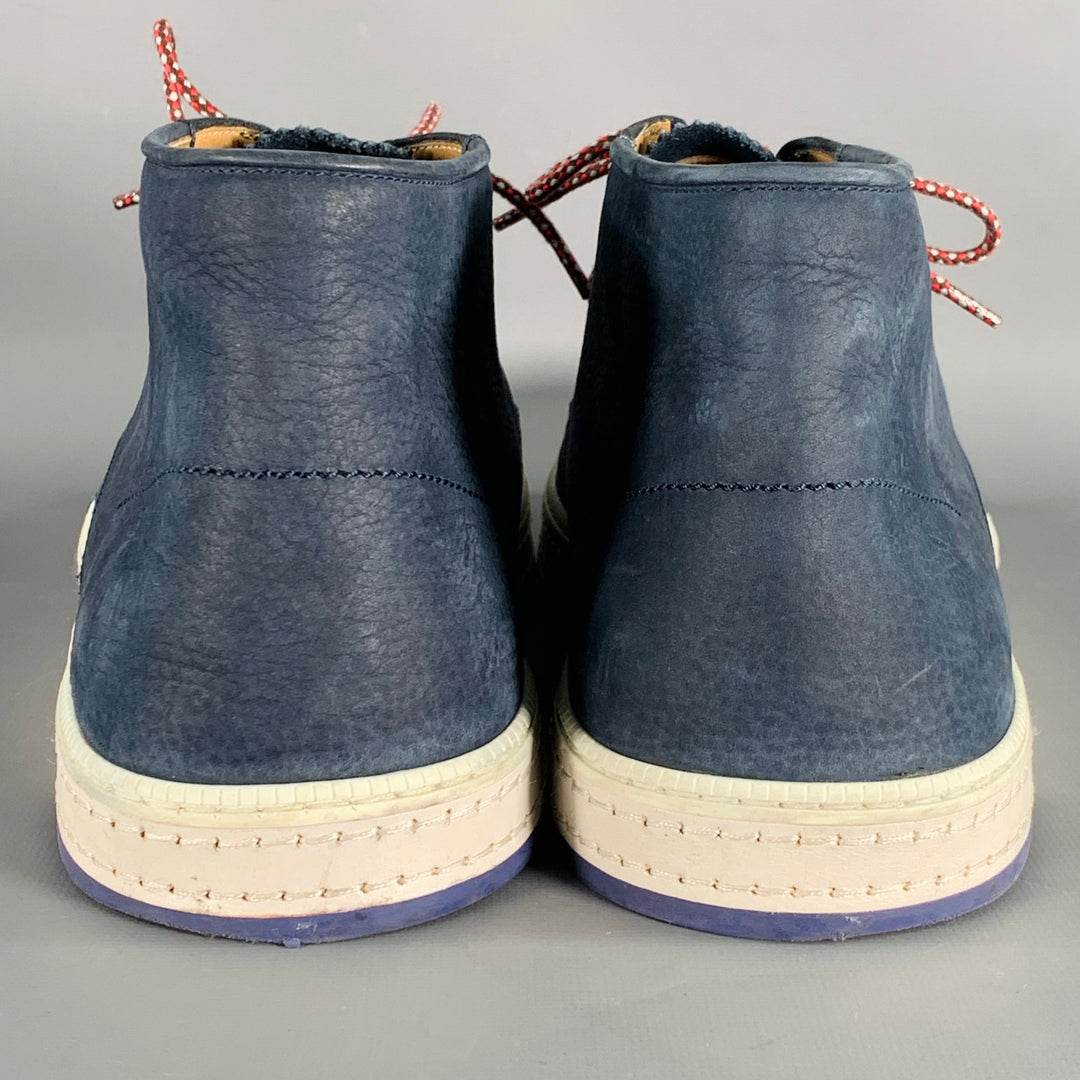BERLUTI Size 10.5 Blue Suede Ankle Chukka Boots