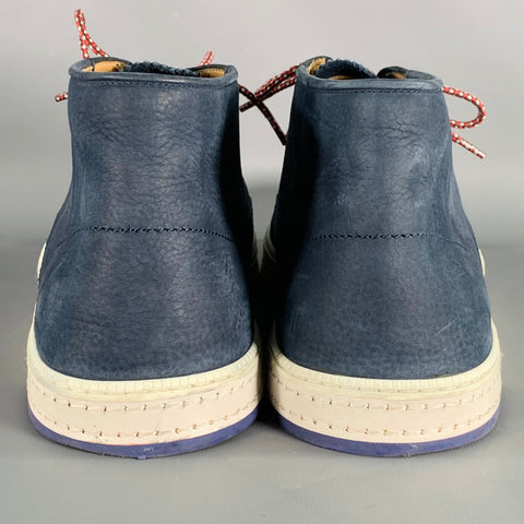 BERLUTI Size 10.5 Blue Suede Ankle Chukka Boots
