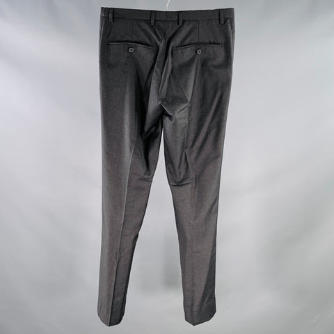 J. LINDEBERG Size 32 Paulie Grey Charcoal Virgin Wool Slim Fit Tapered Dress Pants