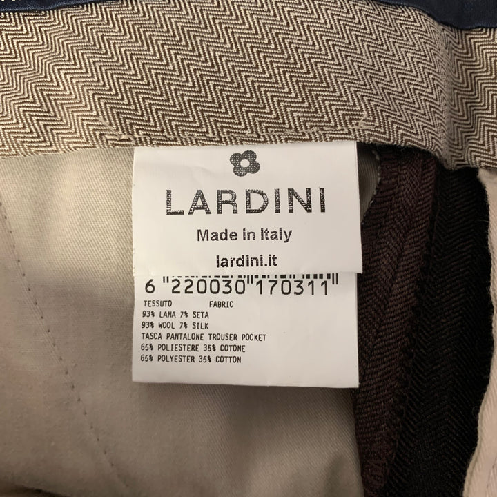 LARDINI Size 31 Brown Herringbone Wool Silk Pants