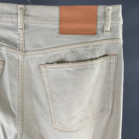Jean évasé en coton crème vieilli ACNE taille 32