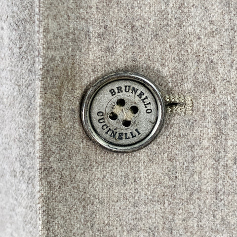 BRUNELLO CUCINELLI Size 38 Light Grey Wool Cashmere Silk Peak Lapel Sport Coat