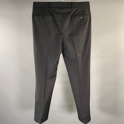ARMANI COLLEZIONI Size 32 Black Charcoal Plaid Wool Flat Front Dress Pants
