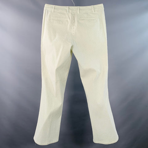 BONOBOS Size 32 White Blue Green Stripe Flat Front Casual Pants