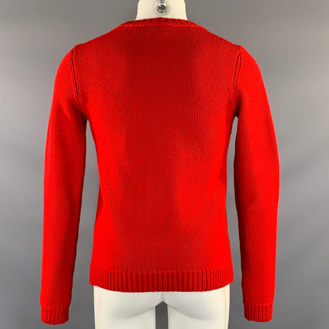 AU JOUR LE JOUR Size XS Red Black Knitted Wool Crew Neck Sweater