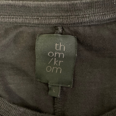 THOM KROM Size L Black Patchwork Cotton Crew-Neck Pullover