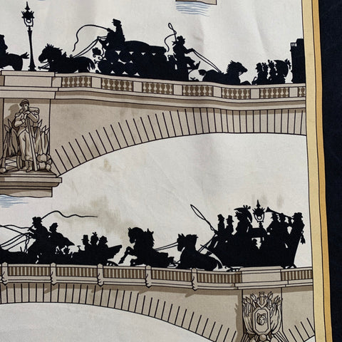 HERMES Black Tan Silk Scarves & Shawls