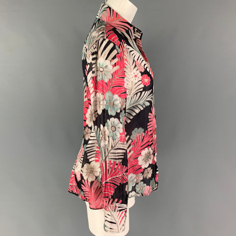 ARMANI COLLEZIONI Size 6 Multi-Color Silk Floral Long Sleeve Casual Top