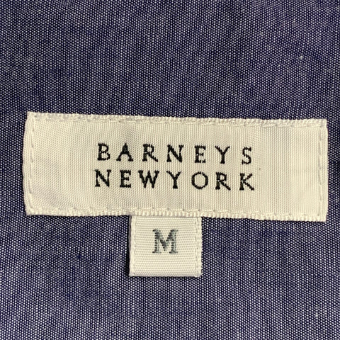 BARNEY'S NEW YORK Size M Blue Chambray Cotton Button Down Collar Long Sleeve Shirt