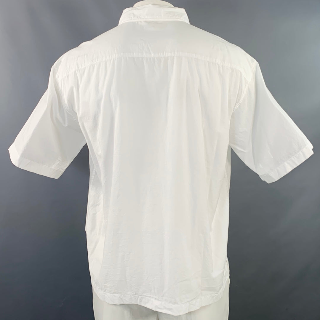 MERZ B. SCHWANEN Size XL White Organic Cotton One Pocket Oversized Short Sleeve Shirt