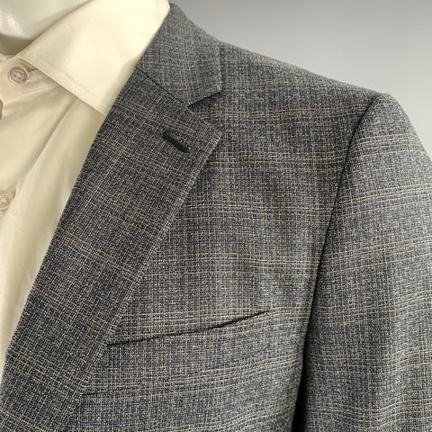 THEORY Size 40 Grey Navy Heather Wool Notch Lapel Suit