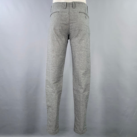 Pantalon décontracté UNITED en sergé de coton mélangé gris chiné, taille 36, devant plat