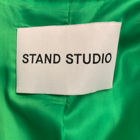 STAND STUDIO Size S Lidya Green Polyester Faux Fur Peak Lapel Coat