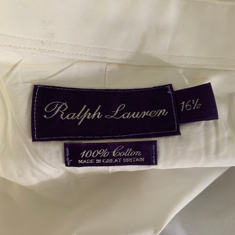 RALPH LAUREN Size XL White Solid Cotton Tuxedo Long Sleeve Shirt