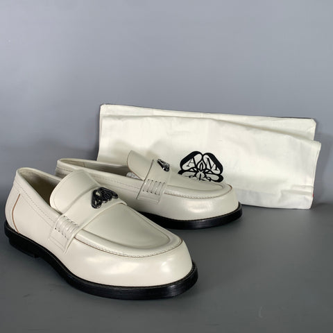 ALEXANDER MCQUEEN Size 10 White Ivory Leather Slip On Loafers