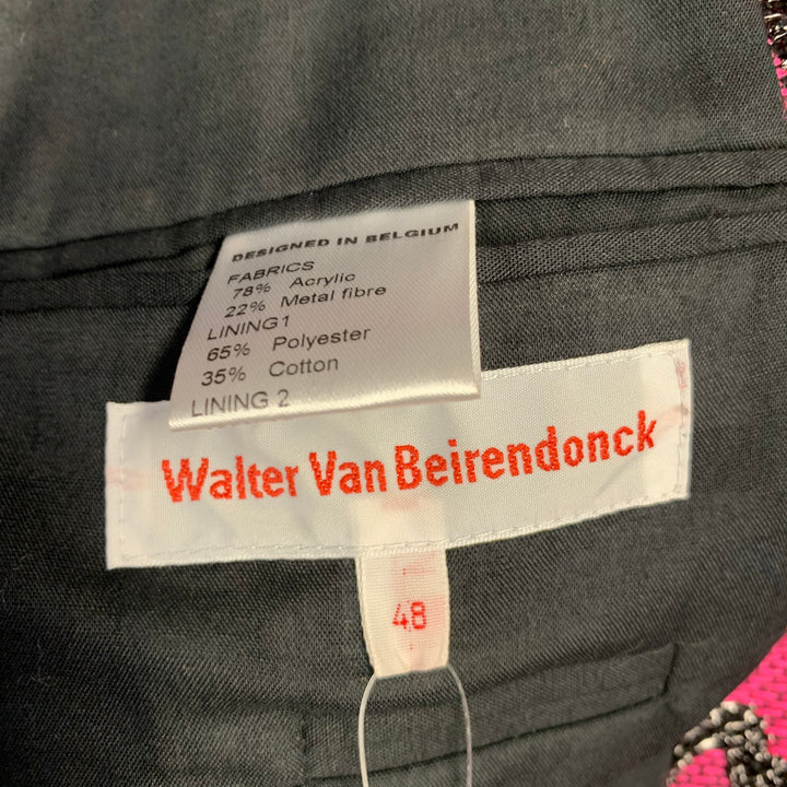 WALTER VAN BEIRENDONCK SS22 Size 38 Regular Sharp Blazer Black Hot Pink Sport Coat